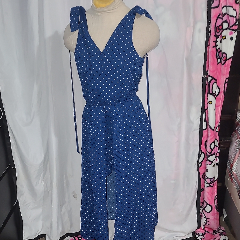 Blue Polka Dot Romper Dress